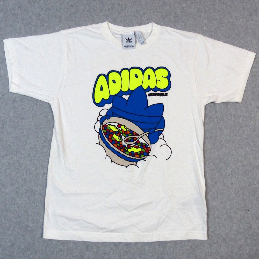 Adidas Originals B for Breakfast Tee Cereal Neon Graphic White Sz S TShirt EUC